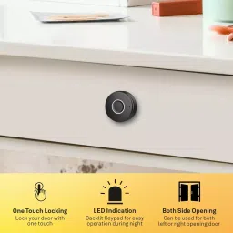 YALE Smart Premium Wardrobe Lock 16-20 mm Door Thickness ABS Back Panel LED Light & Sound Black, YLDRPC-BL image 3