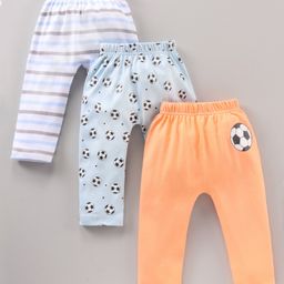 Babyhug Diaper Leggings Striped & Soccer Ball Print Pack Of 3 - Multicolor-image-63