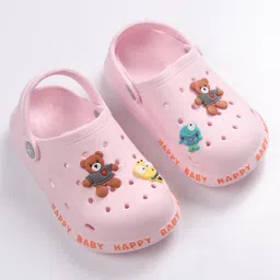 Cute Walk by Babyhug Teddy Applique Clogs with Back Strap - Pink-picture-18