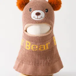 Babyhug Acrylic Monkey Cap Bear Print - Brown-image-26