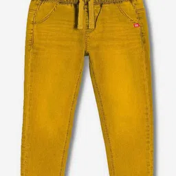 Bonkids Cotton Denim Woven Mild Washed Relaxed Fit Jeans - Khaki-picture-20