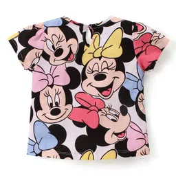 Babyhug Disney Cotton Knit Half Sleeves Top with Minnie Mouse Print- Multicolor image 2