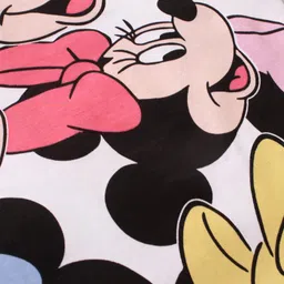 Babyhug Disney Cotton Knit Half Sleeves Top with Minnie Mouse Print- Multicolor image 3