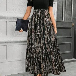 SHYAM SUNDARI Print Puff Sleeve Fit & Flare Maxi Dress-picture-39