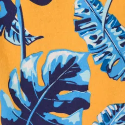 Pine Kids Terry Knit Above Knee Length  Shorts with Leaf Print - Yellow image 4