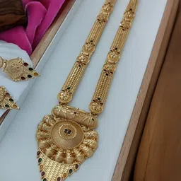 SHREE GOVINDAM ART Gold-Plated Long Necklace With Earrings image 1