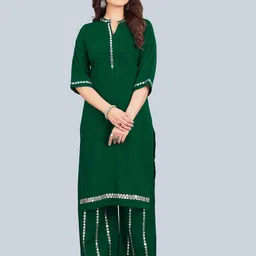 Daeneyrys Women Regular Mirror Work Kurta with Palazzos-picture-23