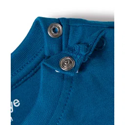 Babyoye 100% Cotton Interlock Knit Full Sleeves Onesie with Penguin Print - Teal Blue image 5