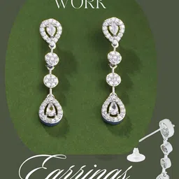 MANSIYAORANGE Rhodium-Plated American Diamond & Cubic Zirconia Studded Jewellery Set image 2