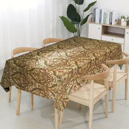 Tesmare Off White Ethnic Motifs Anti-Slip 4-Seater Table Cover-image-12
