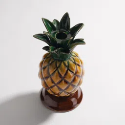Pure Home + Living Green Mustard Ceramic Pineapple Candle Holder image 4