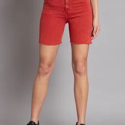 The Roadster Lifestyle Co. Women Regular Fit Mid-Rise Denim Shorts-picture-13