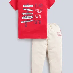 Todd N Teen Boys Printed Pure Cotton Round Neck T-shirt With Joggers-picture-14