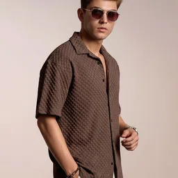 Anouk Rustic Men Textured Spread Collar Casual Shirt image 5
