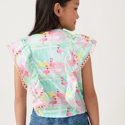 One Friday Floral Print Flutter Sleeve Cotton Top image 3