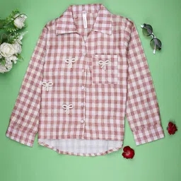 V-Mart Girls Checked Shirt Style Top-image-55