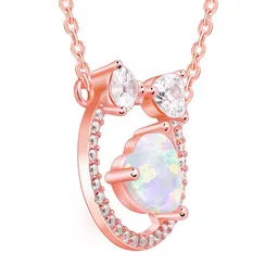 GIVA 925 Silver Rose Gold-Plated Zircons Bow Heart Minimal Necklace image 3