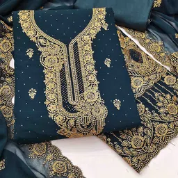 KALINI Embellished Unstitched Dress Material-image-64