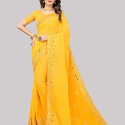 DISHA FASHION kaju bhalo Floral Mirror Work Banarasi Saree-picture-14