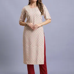 7Threads Women Ethnic Motifs Printed Thread Work Floral Crepe Kurta image 4