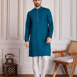 House of Pataudi Woven Design Jacquard Straight Kurta Set-picture-35