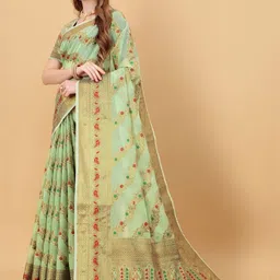 VS MALL Ethnic Motifs Zari Pure Cotton Banarasi Saree image 4