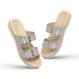 PICSON Women Textured Open Toe Flats with Buckles-picture-31