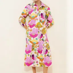 DressBerry Women Floral Print Puff Sleeve Fit & Flare Dress-picture-21