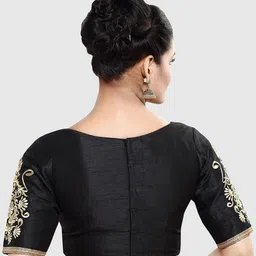 Madhu Fashion Embroidered Boat Neck Saree Blouse image 4