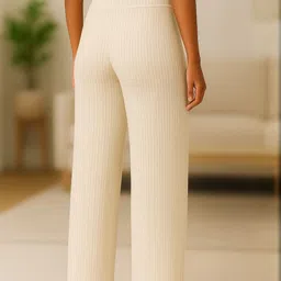 CORSICA Women Cream Regular Fit Cotton Trousers image 5