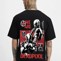 VEIRDO Marvel Men Deadpool Graphic Printed Pure Cotton Oversized T-shirt-image-50