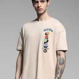 Jack & Jones Men Graphic Printed Round Neck Cotton Oversized T-shirt image 2
