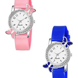 Gopal Shopcart Unisex Pack Of 2 Embellished Round Dial Analogue Watch BF Blue Pink_F-picture-22
