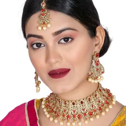VATSALYA creation Gold-Plated Stone-Studded & Beaded Jewellery Set-picture-41