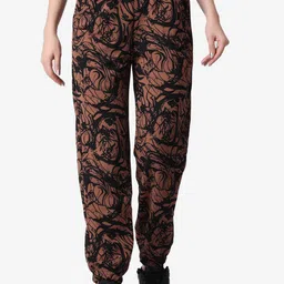 Popwings Women Printed Smart Loose Fit High-Rise Joggers Trousers-image-22