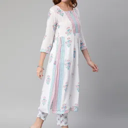 Anni Designer Floral Printed Pleated Straight Kurta with Trousers image 4
