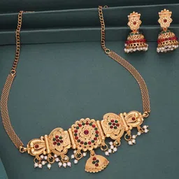 DIVASTRI Gold-Plated Brass American Diamond Jewellery Set-picture-26