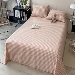 JC HOME Pink & White Striped Pure Cotton 220 TC Single Bedsheet Set 1.6 m x 2.30 m image 4