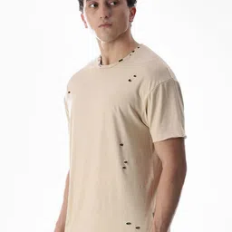 Jack & Jones Round Neck Drop-Shoulder Sleeves Oversized Pure Cotton T-shirt image 2
