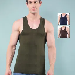 RKG Men Pack Of 3 Scoop Neck Sleeveless Cotton Gym Vests-picture-38