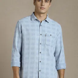 Louis Philippe Jeans Checked Slim Fit Spread Collar Pure Cotton Shirt-picture-33