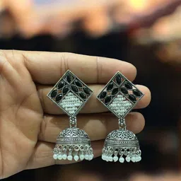 Anouk Diamond Shaped Jhumkas Earrings-picture-32