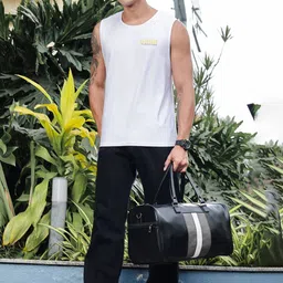 ONE SKY Printed Round Neck Gym Vests SM25-21 WHITE image 2