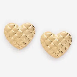 DressBerry Gold-Plated Heart Shaped Textured Studs Earrings-picture-13