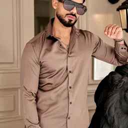 IKON FASHION Men Premium Slim Fit Solid Spread Collar Satin Casual Shirt-picture-37