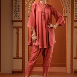 Bani Women Embellished Flard Sleeve Side Laces Tunic With Trouser Co-Ords-picture-15