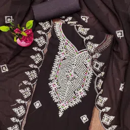 Maroosh Embellished Silk Georgette Unstitched Dress Material image 2