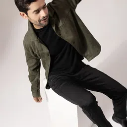 PERCH Men Suede Tailored Jacket with Patchwork image 3