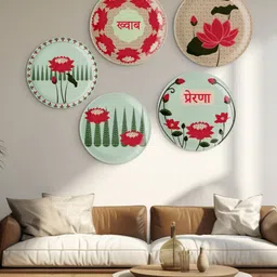 nestroots Red & Green Printed Ceramic Wall Plate-picture-24