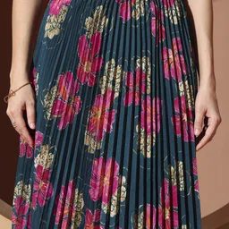 zwerlon Women Printed Pleated Multicolor Skirt image 4